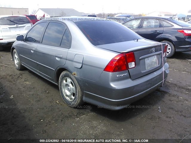 JHMES96695S020631 - 2005 HONDA CIVIC HYBRID GRAY photo 3