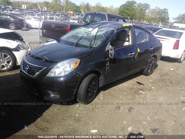 3N1CN7AP2CL818598 - 2012 NISSAN VERSA S/SV/SL BLACK photo 2