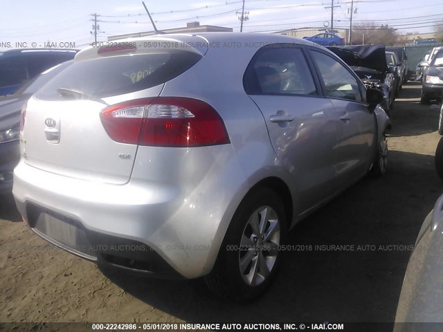 KNADN5A33D6123655 - 2013 KIA RIO EX/SX SILVER photo 4