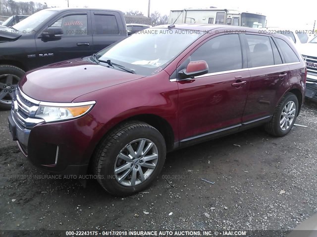 2FMDK4KC8DBA68895 - 2013 FORD EDGE LIMITED RED photo 2