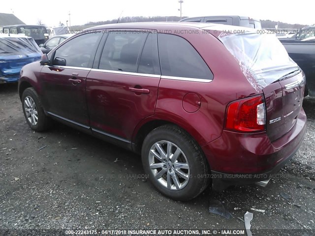 2FMDK4KC8DBA68895 - 2013 FORD EDGE LIMITED RED photo 3