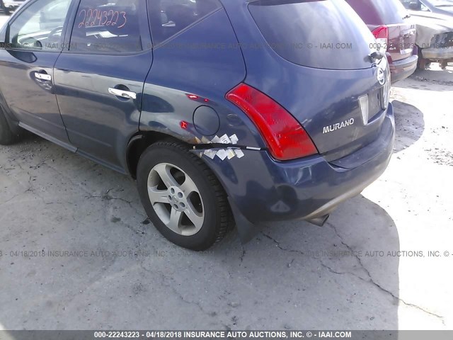 JN8AZ08W03W211692 - 2003 NISSAN MURANO SL/SE BLUE photo 6