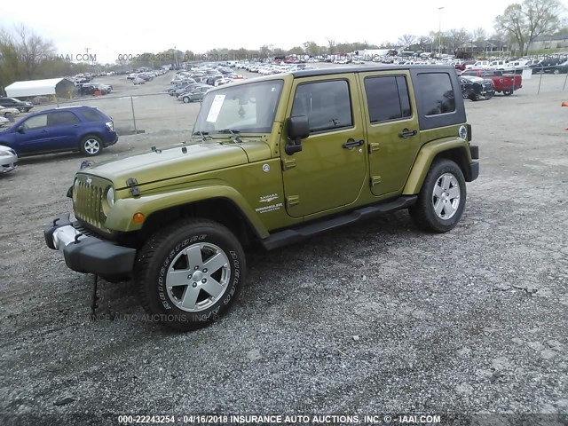 1J4BA5H1XAL210650 - 2010 JEEP WRANGLER UNLIMITE SAHARA GREEN photo 2