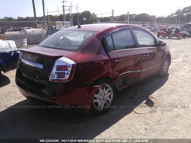 3N1AB6AP4CL711918 - 2012 NISSAN SENTRA 2.0/2.0S/SR/2.0SL RED photo 4