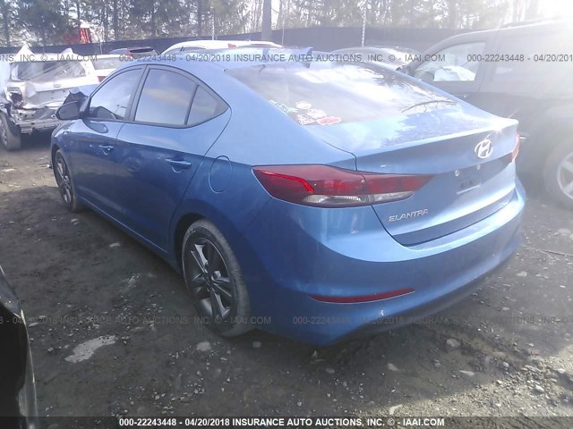 5NPD84LF2HH171624 - 2017 HYUNDAI ELANTRA SE/VALUE/LIMITED BLUE photo 3