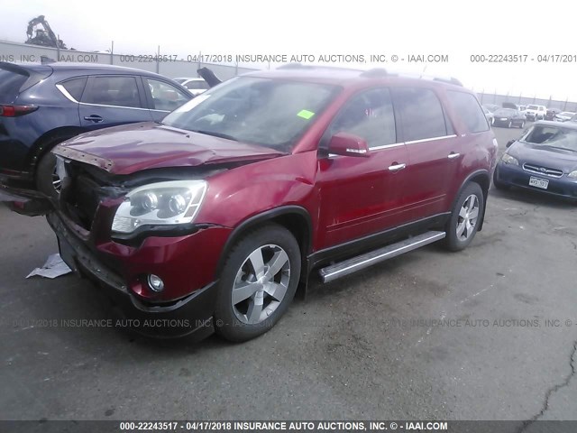 1GKKVSED0CJ193884 - 2012 GMC ACADIA SLT-2 RED photo 2