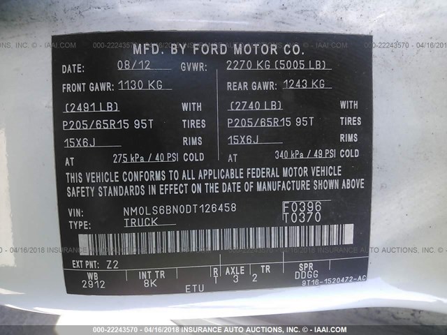 NM0LS6BN0DT126458 - 2013 FORD TRANSIT CONNECT XLT WHITE photo 9