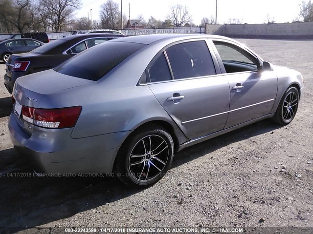 5NPEU46F76H077859 - 2006 HYUNDAI SONATA GLS/LX GRAY photo 4