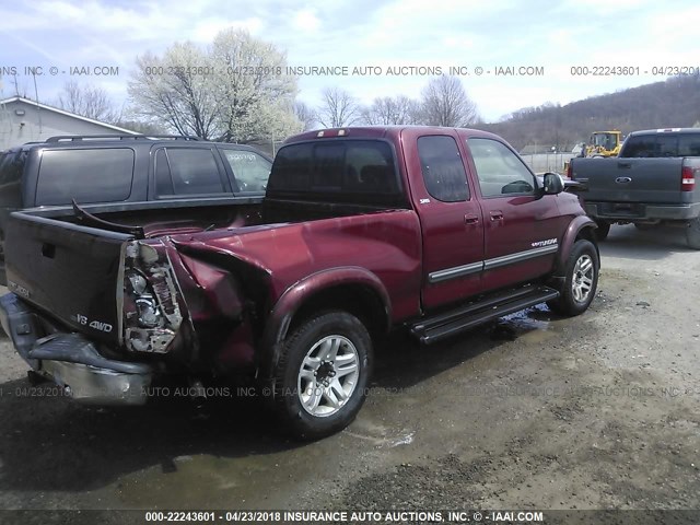 5TBBT44176S480076 - 2006 TOYOTA TUNDRA ACCESS CAB SR5 RED photo 4