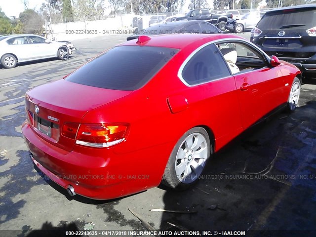 WBAWB73507P032675 - 2007 BMW 335 I RED photo 4