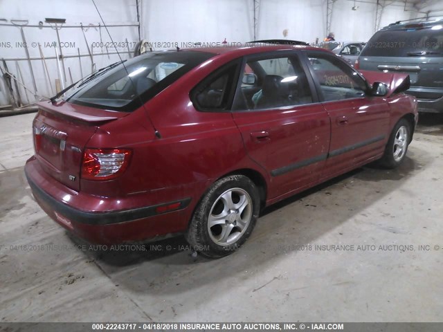 KMHDN56D75U143615 - 2005 HYUNDAI ELANTRA GLS/GT RED photo 4