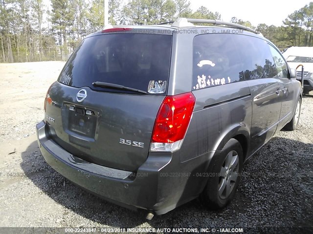 5N1BV28U55N107886 - 2005 NISSAN QUEST S/SE/SL GRAY photo 4