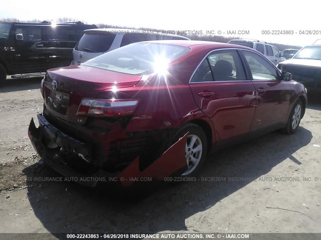 4T1BE46KX7U100650 - 2007 TOYOTA CAMRY NEW GENERAT CE/LE/XLE/SE RED photo 4
