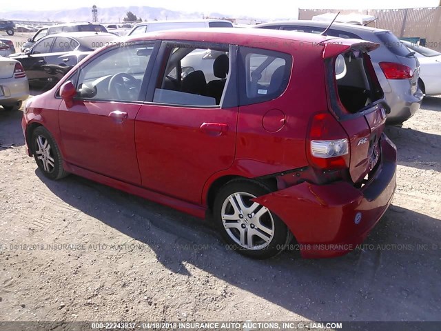 JHMGD37607S052661 - 2007 HONDA FIT S RED photo 3