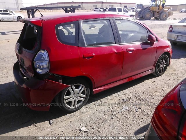 JHMGD37607S052661 - 2007 HONDA FIT S RED photo 4