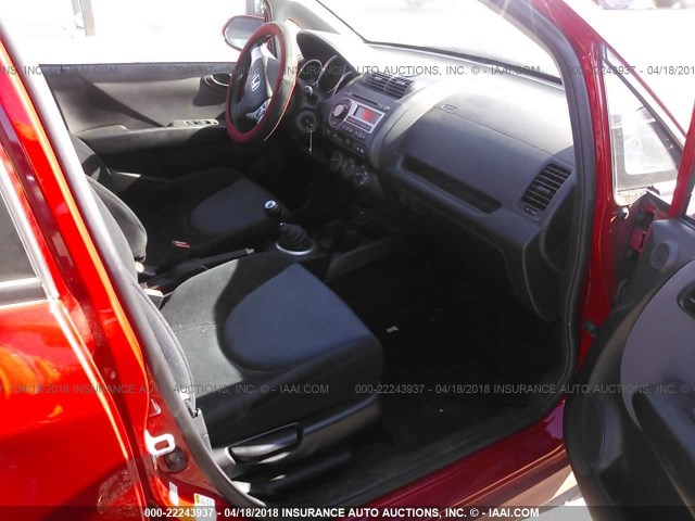 JHMGD37607S052661 - 2007 HONDA FIT S RED photo 5