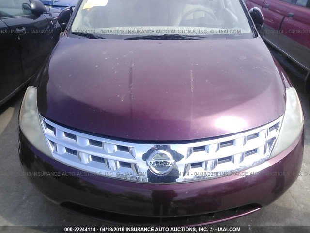 JN8AZ08W05W442837 - 2005 NISSAN MURANO SL/SE/S BURGUNDY photo 6