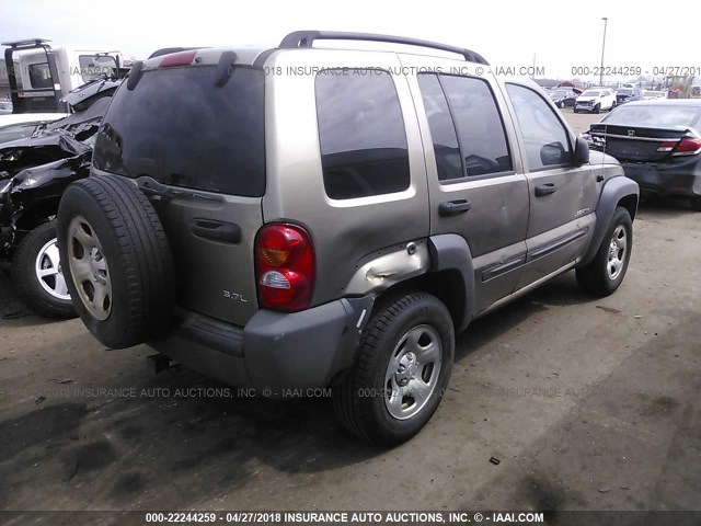 1J4GL48K74W321095 - 2004 JEEP LIBERTY SPORT GOLD photo 4