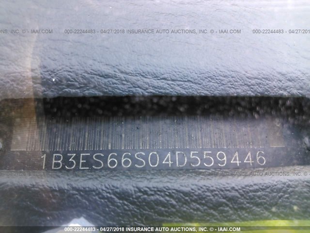 1B3ES66S04D559446 - 2004 DODGE NEON SRT-4 WHITE photo 9
