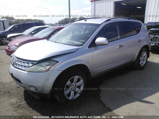 JN8AZ08W77W642178 - 2007 NISSAN MURANO SL/SE/S SILVER photo 2