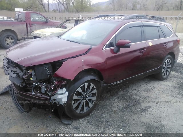 4S4BSBNC3G3262956 - 2016 SUBARU OUTBACK 2.5I LIMITED RED photo 2