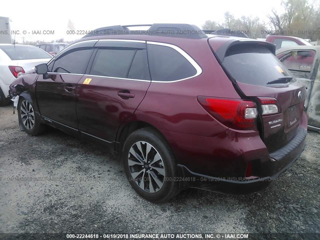 4S4BSBNC3G3262956 - 2016 SUBARU OUTBACK 2.5I LIMITED RED photo 3