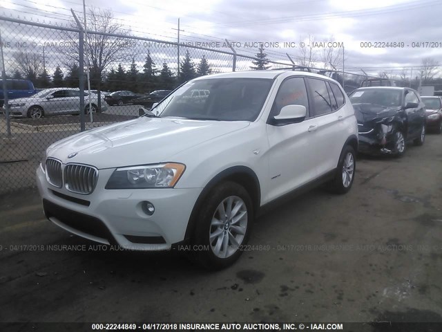 5UXWX9C56E0D42756 - 2014 BMW X3 XDRIVE28I WHITE photo 2