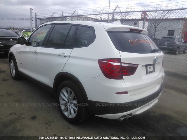 5UXWX9C56E0D42756 - 2014 BMW X3 XDRIVE28I WHITE photo 3