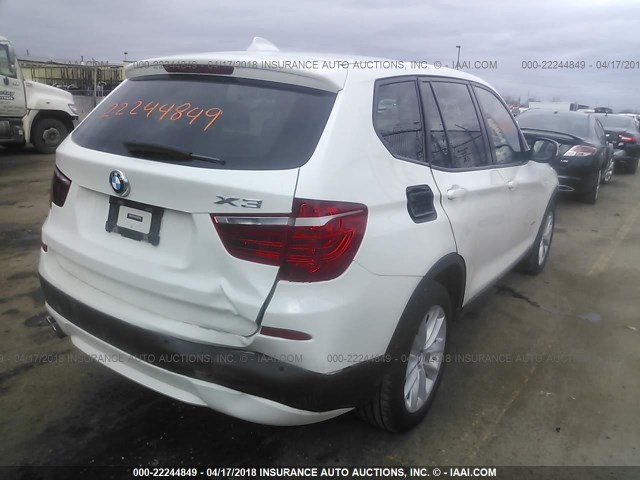 5UXWX9C56E0D42756 - 2014 BMW X3 XDRIVE28I WHITE photo 4