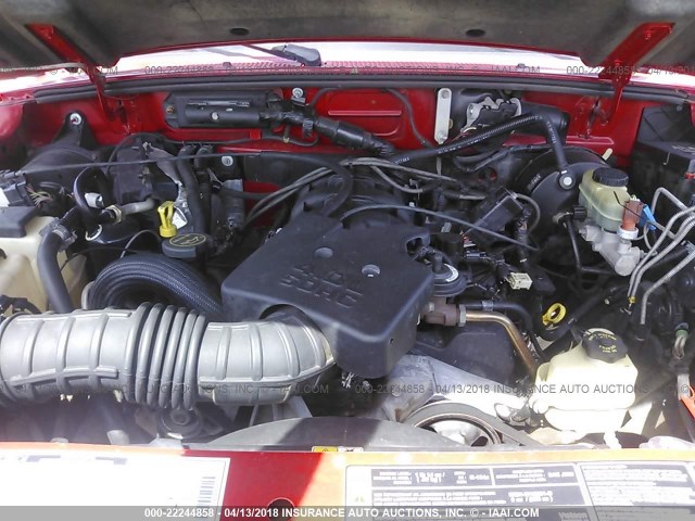 1FTYR11E11PB12498 - 2001 FORD RANGER RED photo 10