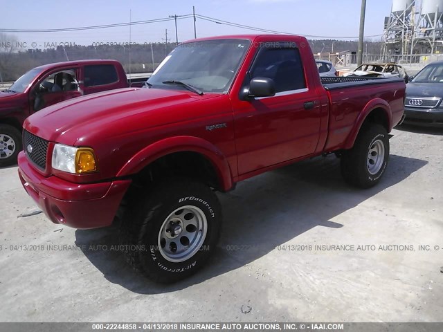 1FTYR11E11PB12498 - 2001 FORD RANGER RED photo 2