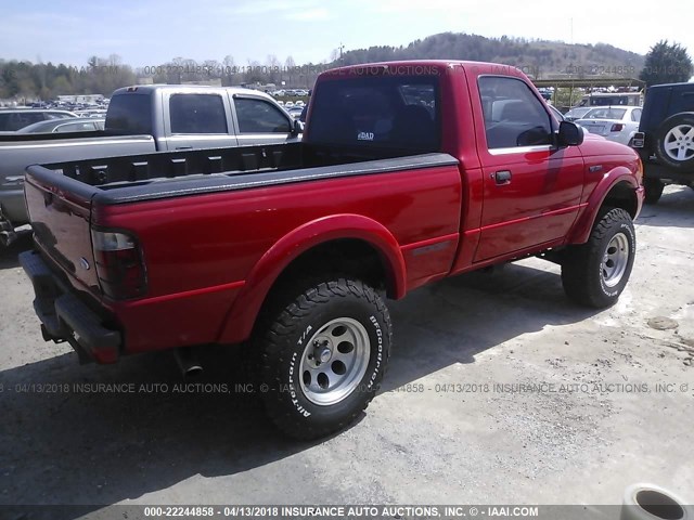 1FTYR11E11PB12498 - 2001 FORD RANGER RED photo 4