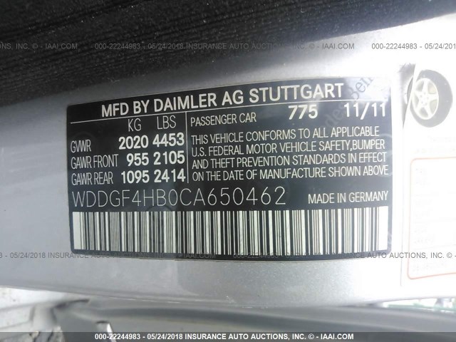 WDDGF4HB0CA650462 - 2012 MERCEDES-BENZ C 250 SILVER photo 9