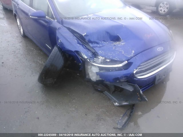 3FA6P0LU7ER166811 - 2014 FORD FUSION SE HYBRID BLUE photo 6