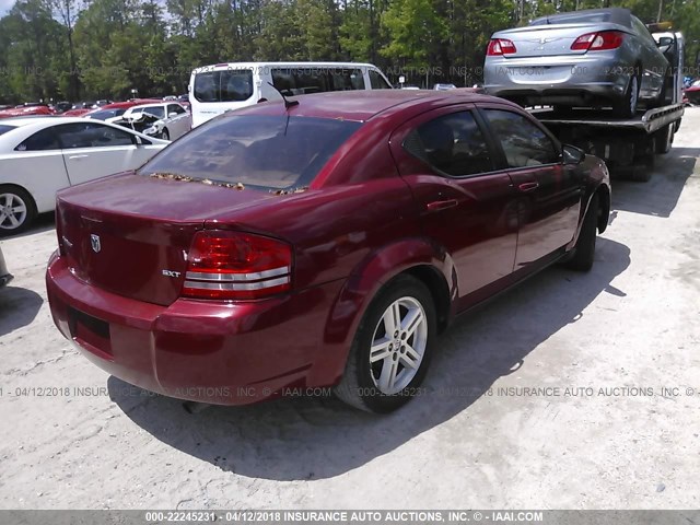 1B3LC56K78N199994 - 2008 DODGE AVENGER SXT RED photo 4