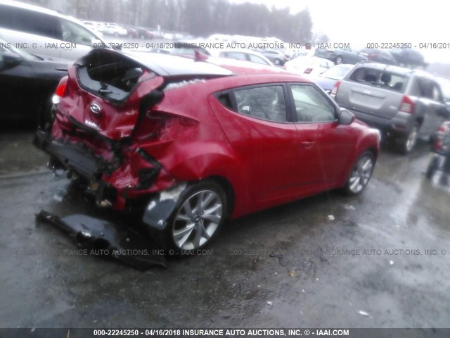 KMHTC6AD9HU309829 - 2017 HYUNDAI VELOSTER RED photo 4