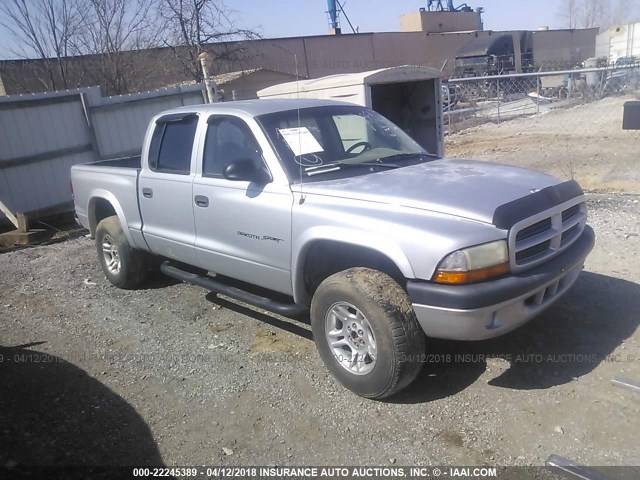 1B7HG38N92S580257 - 2002 DODGE DAKOTA QUAD SPORT/QUAD R/T SILVER photo 1