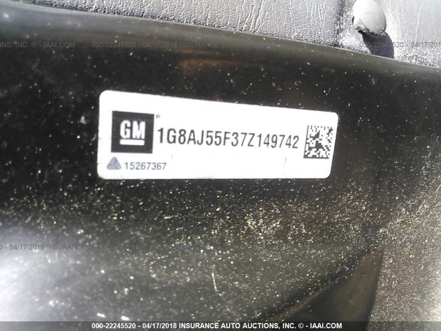 1G8AJ55F37Z149742 - 2007 SATURN ION LEVEL 2 银色 照片 9