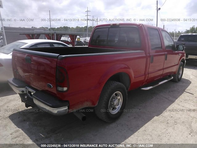 1FTNW20P74EA62890 - 2004 FORD F250 SUPER DUTY RED photo 4