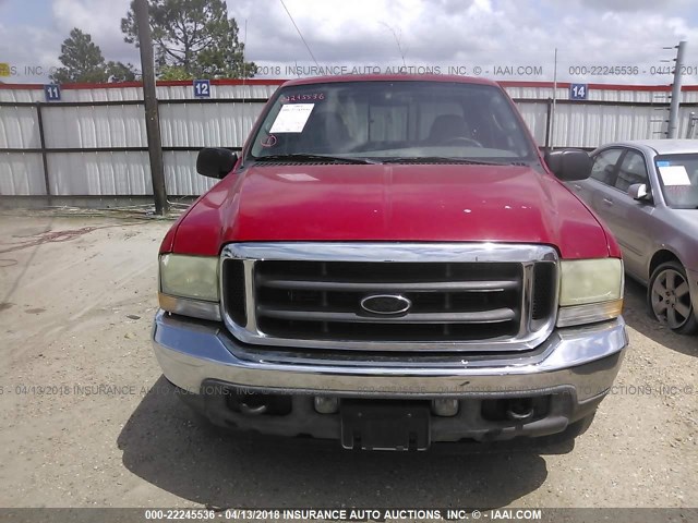 1FTNW20P74EA62890 - 2004 FORD F250 SUPER DUTY RED photo 6