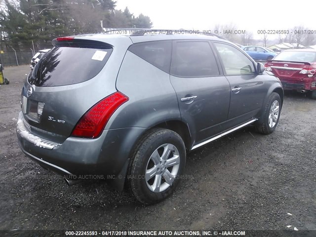 JN8AZ08W87W651326 - 2007 NISSAN MURANO SL/SE/S GRAY photo 4