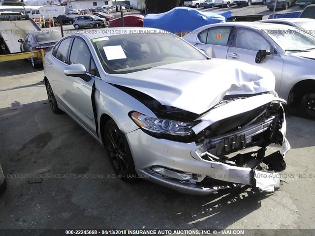 3FA6P0LU4JR128530 - 2018 FORD FUSION SE HYBRID SILVER photo 1