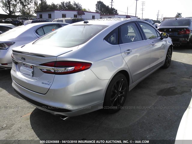 3FA6P0LU4JR128530 - 2018 FORD FUSION SE HYBRID SILVER photo 4