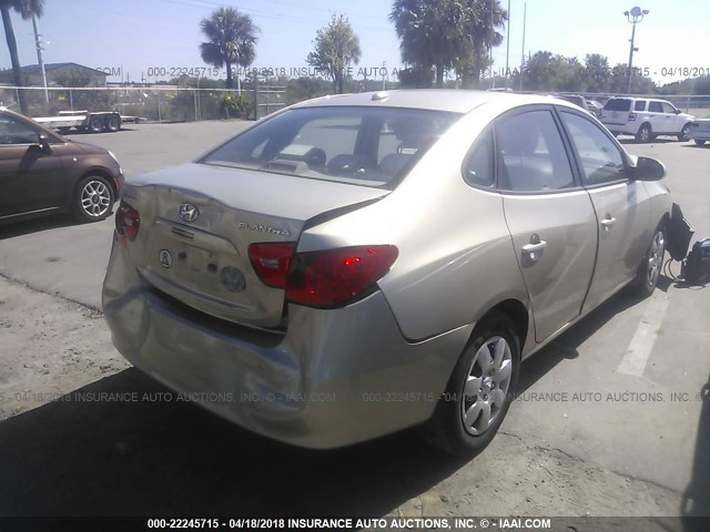 KMHDU46D17U256900 - 2007 HYUNDAI ELANTRA GLS/SE/LIMITED GOLD photo 4