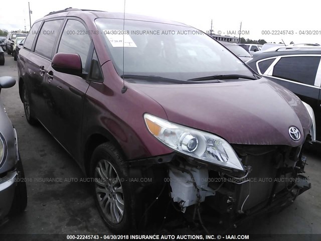 5TDYK3DC1BS135605 - 2011 TOYOTA SIENNA XLE/LIMITED MAROON photo 1