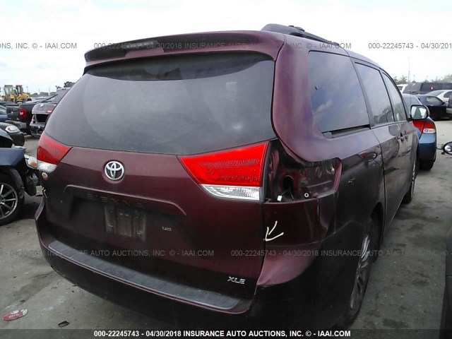 5TDYK3DC1BS135605 - 2011 TOYOTA SIENNA XLE/LIMITED MAROON photo 4