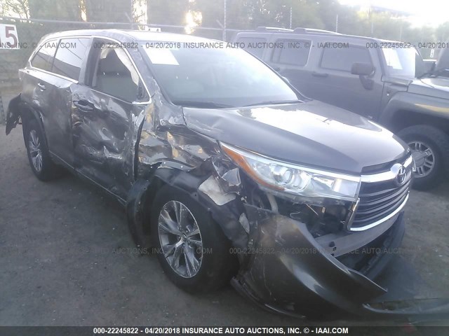 5TDZKRFH9GS134175 - 2016 TOYOTA HIGHLANDER LE/LE PLUS GRAY photo 1