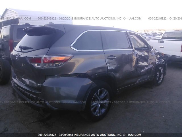 5TDZKRFH9GS134175 - 2016 TOYOTA HIGHLANDER LE/LE PLUS GRAY photo 4