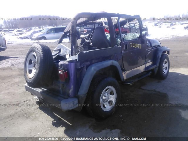 1J4FY19S5XP454754 - 1999 JEEP WRANGLER / TJ SPORT BLUE photo 4