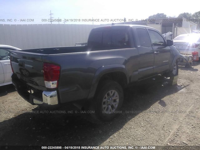 5TFRX5GN3GX056243 - 2016 TOYOTA TACOMA ACCESS CAB/SR/SR5 ნაცრისფერი ფოტო 4